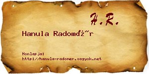 Hanula Radomér névjegykártya